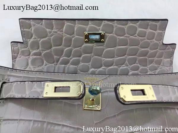 Hermes MINI Kelly 22cm Tote Bag Croco Leather KL22 Grey Hermes MINI Kelly 22cm Tote Bag Croco Leather KL22 Grey