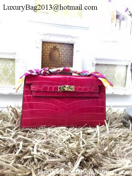 Hermes MINI Kelly 22cm Tote Bag Croco Leather KL22 Rose Hermes MINI Kelly 22cm Tote Bag Croco Leather KL22 Rose