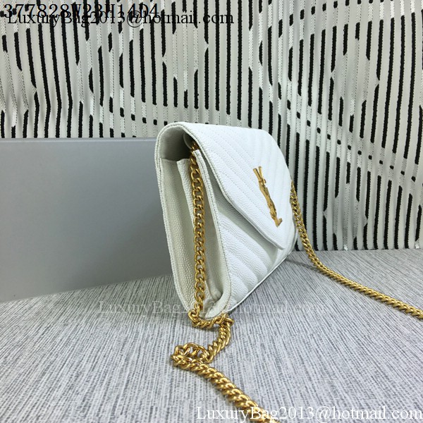 YSL Classic Monogramme Flap Bag Cannage Pattern Y377828L White