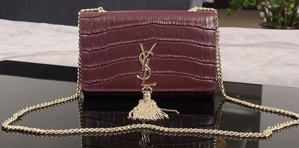 Yves Saint Laurent Croco Leather Cross-body Shoulder Bag 1311224 Purple Yves Saint Laurent Croco Leather Cross-body Shoulder Bag 1311224 Purple
