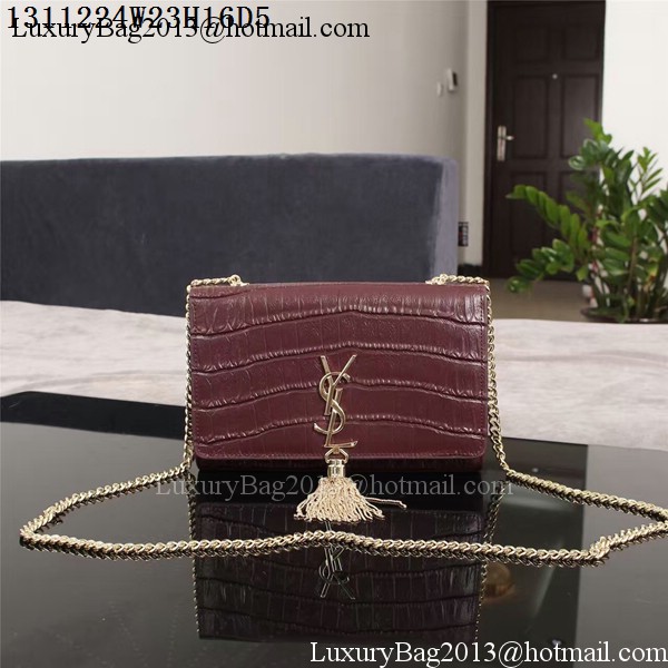 Yves Saint Laurent Croco Leather Cross-body Shoulder Bag 1311224 Purple Yves Saint Laurent Croco Leather Cross-body Shoulder Bag 1311224 Purple