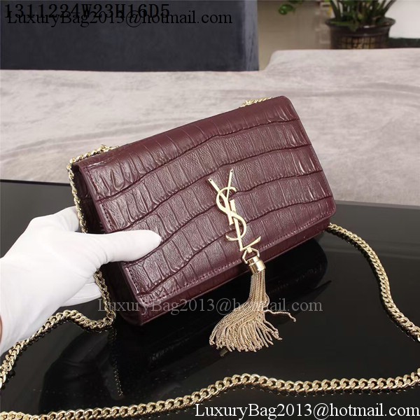 Yves Saint Laurent Croco Leather Cross-body Shoulder Bag 1311224 Purple Yves Saint Laurent Croco Leather Cross-body Shoulder Bag 1311224 Purple