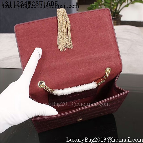 Yves Saint Laurent Croco Leather Cross-body Shoulder Bag 1311224 Purple Yves Saint Laurent Croco Leather Cross-body Shoulder Bag 1311224 Purple