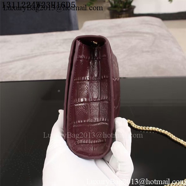 Yves Saint Laurent Croco Leather Cross-body Shoulder Bag 1311224 Purple Yves Saint Laurent Croco Leather Cross-body Shoulder Bag 1311224 Purple