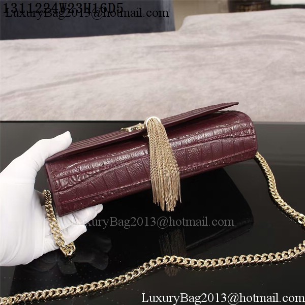 Yves Saint Laurent Croco Leather Cross-body Shoulder Bag 1311224 Purple Yves Saint Laurent Croco Leather Cross-body Shoulder Bag 1311224 Purple