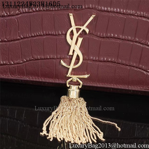 Yves Saint Laurent Croco Leather Cross-body Shoulder Bag 1311224 Purple Yves Saint Laurent Croco Leather Cross-body Shoulder Bag 1311224 Purple