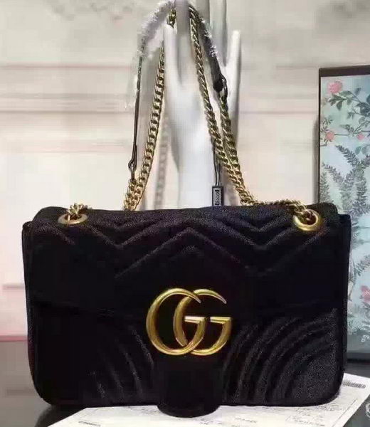 Gucci GG Marmont Velvet Shoulder Bag 443497 Black Gucci GG Marmont Velvet Shoulder Bag 443497 Black
