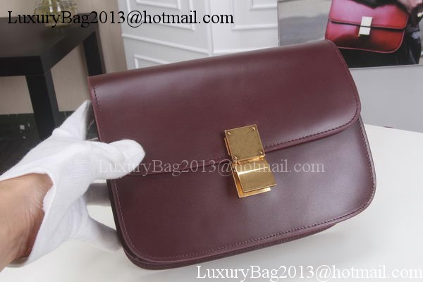 Celine Classic Box Flap Bag Calfskin Leather C3369 Burgundy Celine Classic Box Flap Bag Calfskin Leather C3369 Burgundy
