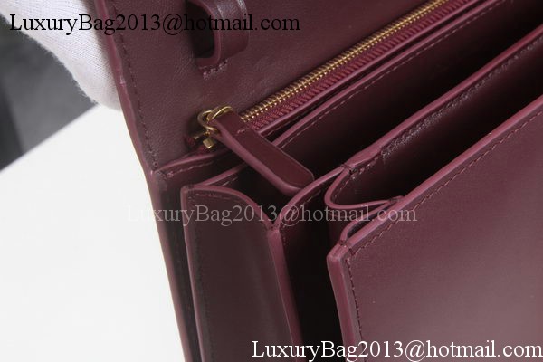Celine Classic Box Flap Bag Calfskin Leather C3369 Burgundy Celine Classic Box Flap Bag Calfskin Leather C3369 Burgundy