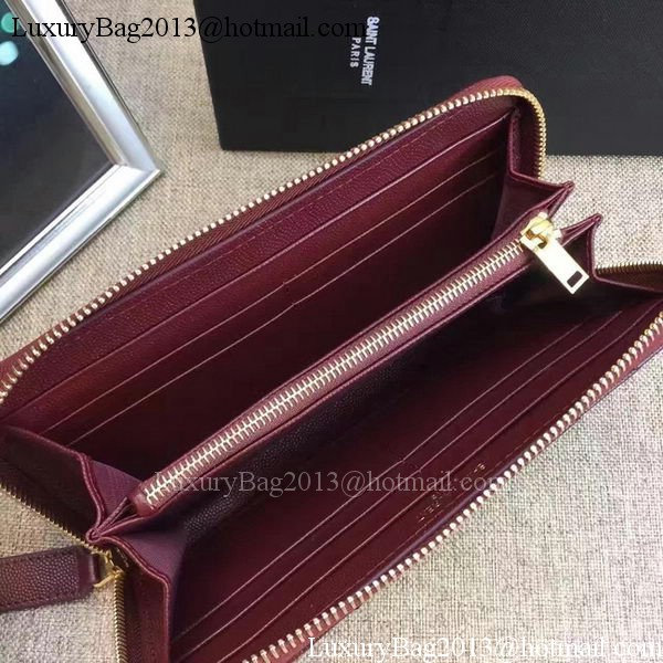 Yves Saint Laurent Monogramme Calfskin Leather Zippy Wallet Y38204 Wine Yves Saint Laurent Monogramme Calfskin Leather Zippy Wallet Y38204 Wine