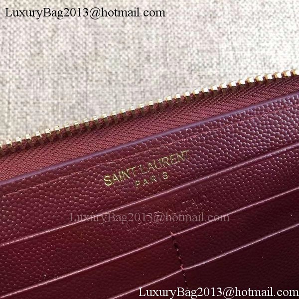 Yves Saint Laurent Monogramme Calfskin Leather Zippy Wallet Y38204 Wine Yves Saint Laurent Monogramme Calfskin Leather Zippy Wallet Y38204 Wine