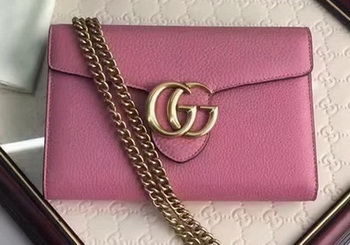 Gucci GG Marmont Leather mini Chain Bag 401232 Pink Gucci GG Marmont Leather mini Chain Bag 401232 Pink