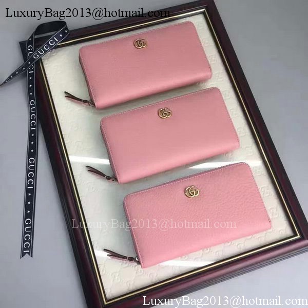 Gucci Leather Zip Around Wallet 456117 Pink