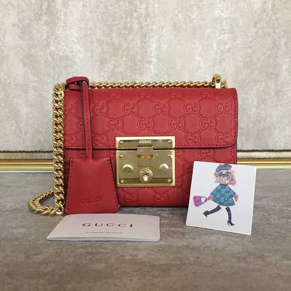 Gucci Padlock Gucci Signature Mini Shoulder Bag 409487A Red Gucci Padlock Gucci Signature Mini Shoulder Bag 409487A Red