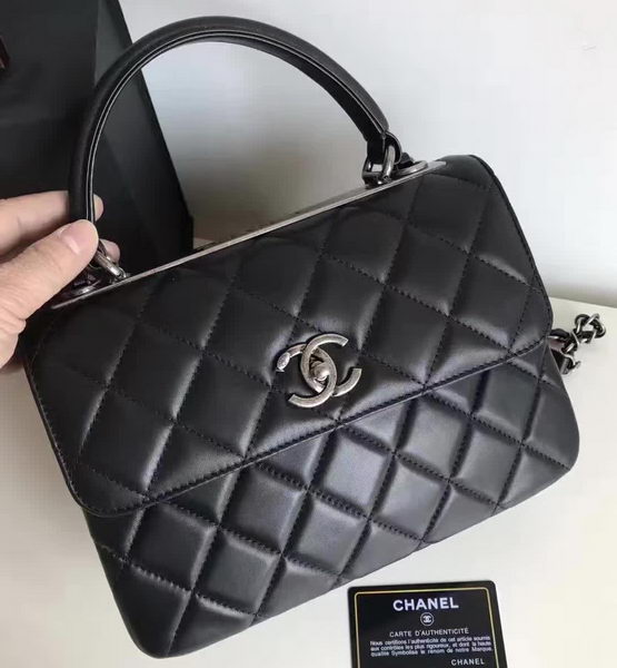 Chanel Classic Top Flap Bag Black Original Sheepskin Leather A92236 Silver Chanel Classic Top Flap Bag Black Original Sheepskin Leather A92236 Silver