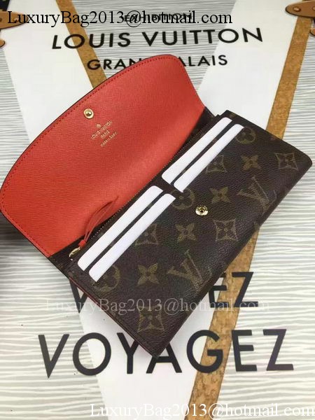 Louis Vuitton Monogram Canvas Emilie Wallet M60696 Orange Louis Vuitton Monogram Canvas Emilie Wallet M60696 Orange