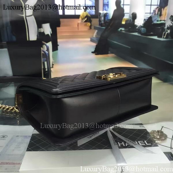 Boy Chanel Flap Bag Black Original Sheepskin Leather A67088 Gold Boy Chanel Flap Bag Black Original Sheepskin Leather A67088 Gold