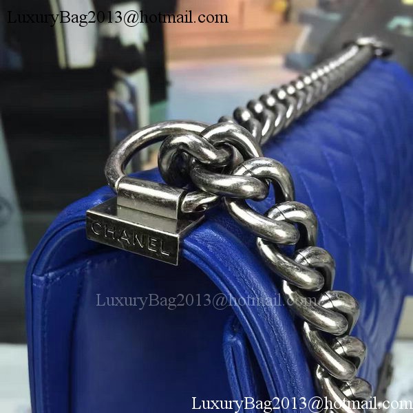 Boy Chanel Flap Bag Blue Original Sheepskin Leather A67088 Silver