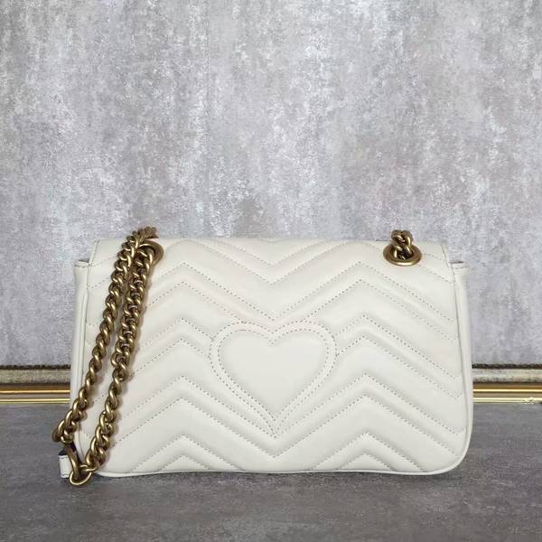 Gucci GG Marmont Sheenskin Shoulder Bag 443497A While Gucci GG Marmont Sheenskin Shoulder Bag 443497A While