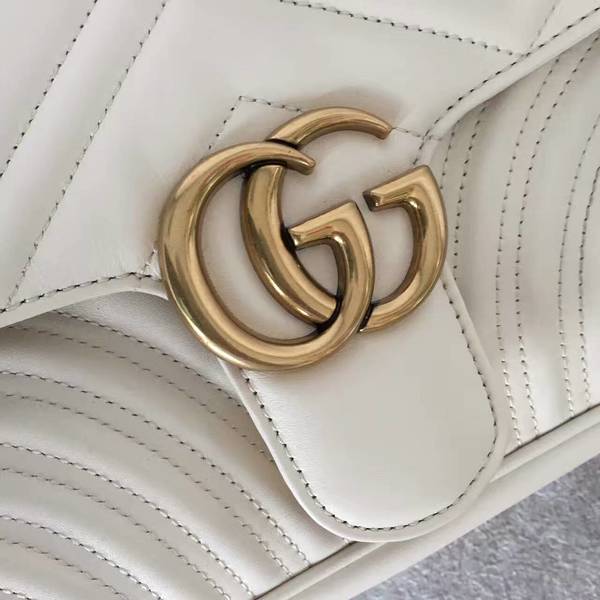 Gucci GG Marmont Sheenskin Shoulder Bag 443497A While Gucci GG Marmont Sheenskin Shoulder Bag 443497A While