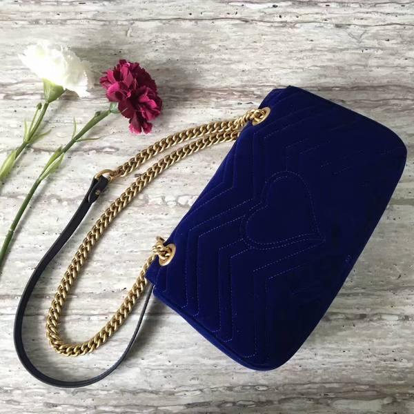 Gucci GG Marmont Suede Leather Medium Shoulder Bag 443497 Dark Blue Gucci GG Marmont Suede Leather Medium Shoulder Bag 443497 Dark Blue