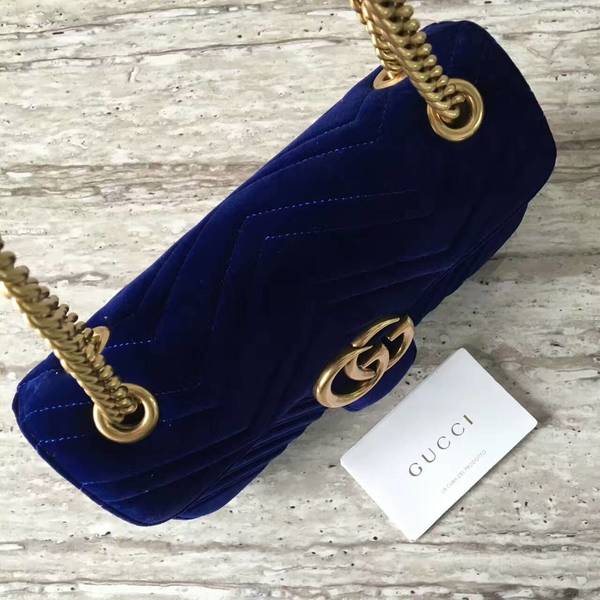 Gucci GG Marmont Suede Leather Medium Shoulder Bag 443497 Dark Blue Gucci GG Marmont Suede Leather Medium Shoulder Bag 443497 Dark Blue