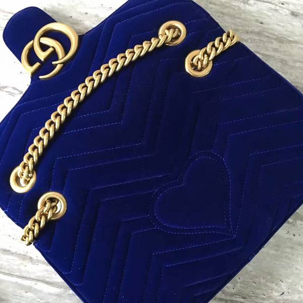 Gucci GG Marmont Suede Leather Medium Shoulder Bag 443497 Dark Blue Gucci GG Marmont Suede Leather Medium Shoulder Bag 443497 Dark Blue