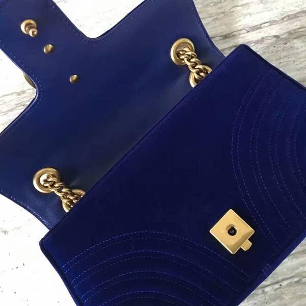 Gucci GG Marmont Suede Leather Medium Shoulder Bag 443497 Dark Blue Gucci GG Marmont Suede Leather Medium Shoulder Bag 443497 Dark Blue