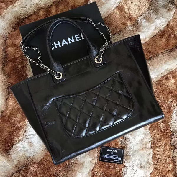 Chanel Tote Shopping Bag Original Leather A68046 Black Chanel Tote Shopping Bag Original Leather A68046 Black