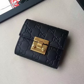 Gucci Signature Leather Padlock Wallet 453155 Black Gucci Signature Leather Padlock Wallet 453155 Black