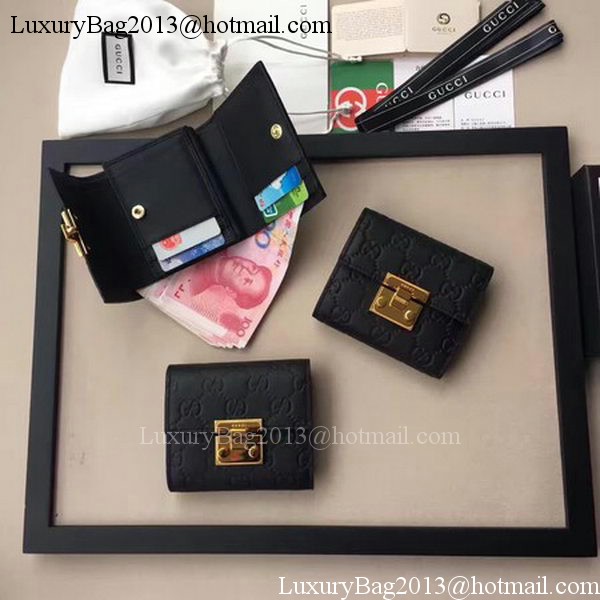 Gucci Signature Leather Padlock Wallet 453155 Black Gucci Signature Leather Padlock Wallet 453155 Black
