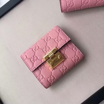 Gucci Signature Leather Padlock Wallet 453155 Pink Gucci Signature Leather Padlock Wallet 453155 Pink