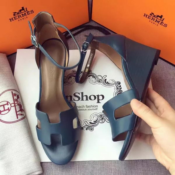 Hermes Leather 70mm Sandal H0741 Blue Hermes Leather 70mm Sandal H0741 Blue
