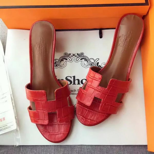 Hermes Leather Slipper HO742 Red Hermes Leather Slipper HO742 Red