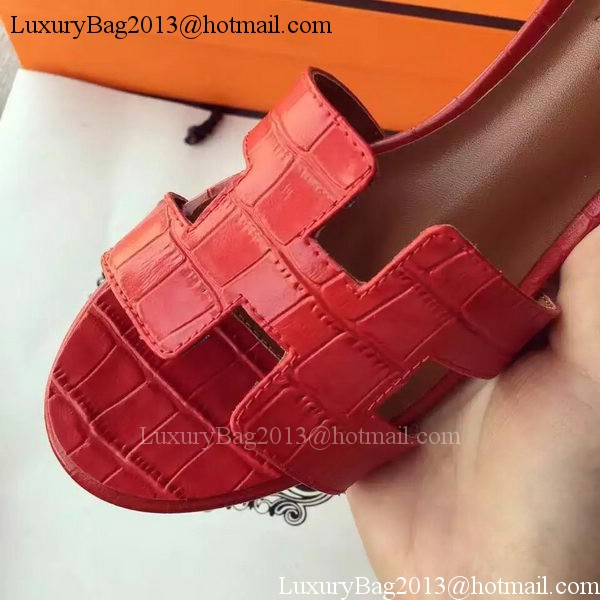 Hermes Leather Slipper HO742 Red Hermes Leather Slipper HO742 Red