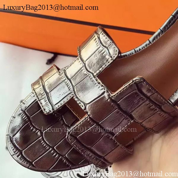 Hermes Leather Slipper HO742 Silver Hermes Leather Slipper HO742 Silver