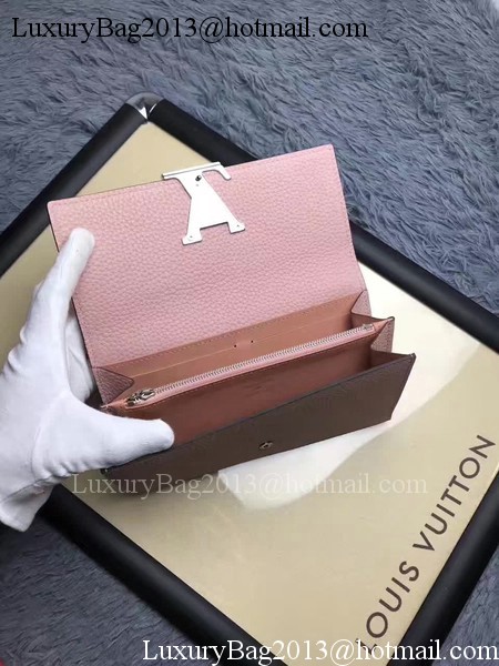 Louis Vuitton Calfskin Leather CAPUCINES WALLET M61249 Pink Louis Vuitton Calfskin Leather CAPUCINES WALLET M61249 Pink