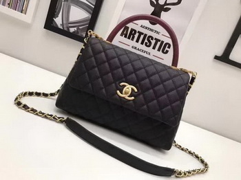Chanel Classic Top Handle Bag Black Sheepskin Leather A92991 Silver Chanel Classic Top Handle Bag Black Sheepskin Leather A92991 Silver