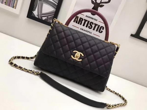 Chanel Classic Top Handle Bag Black Sheepskin Leather A92991 Silver Chanel Classic Top Handle Bag Black Sheepskin Leather A92991 Silver