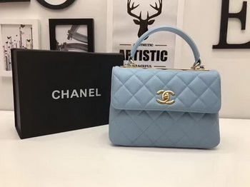 Chanel Classic Top Handle Bag Blue Sheepskin Leather A92991 Gold Chanel Classic Top Handle Bag Blue Sheepskin Leather A92991 Gold