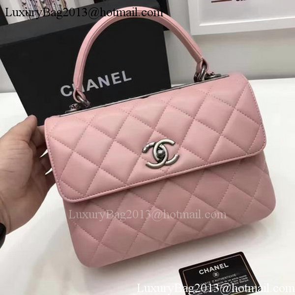 Chanel Classic Top Handle Bag Pink Sheepskin Leather A92991 Silver Chanel Classic Top Handle Bag Pink Sheepskin Leather A92991 Silver