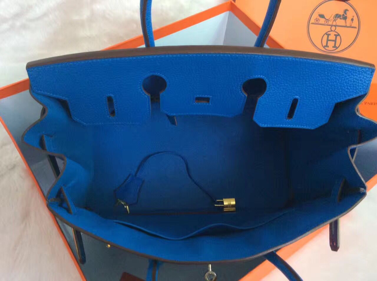 Hermes Birkin 30CM Tote Bag Blue Original Leather HB30 Glod Hermes Birkin 30CM Tote Bag Blue Original Leather HB30 Glod