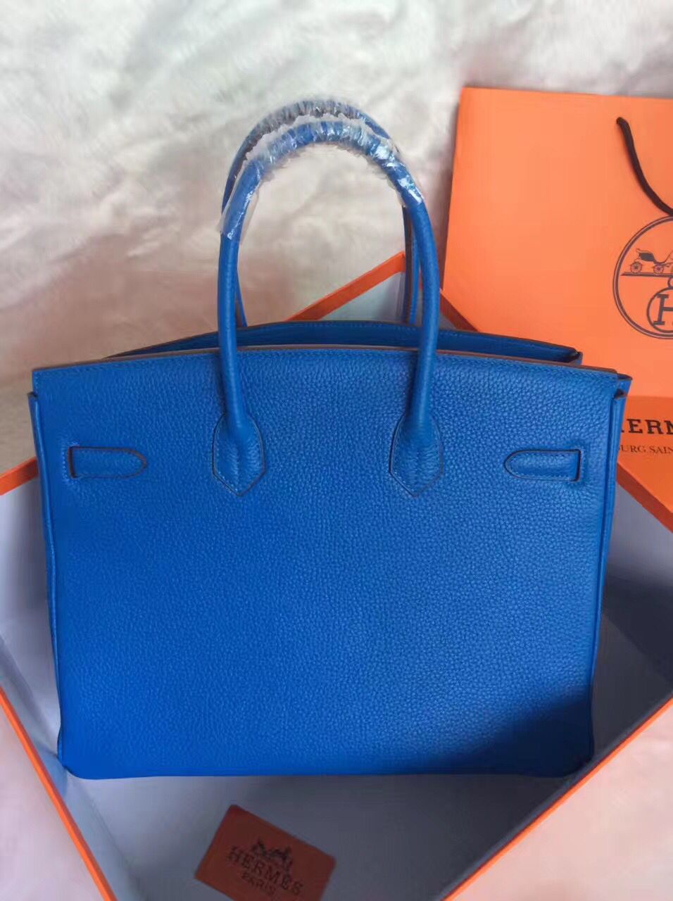 Hermes Birkin 30CM Tote Bag Blue Original Leather HB30 Glod Hermes Birkin 30CM Tote Bag Blue Original Leather HB30 Glod