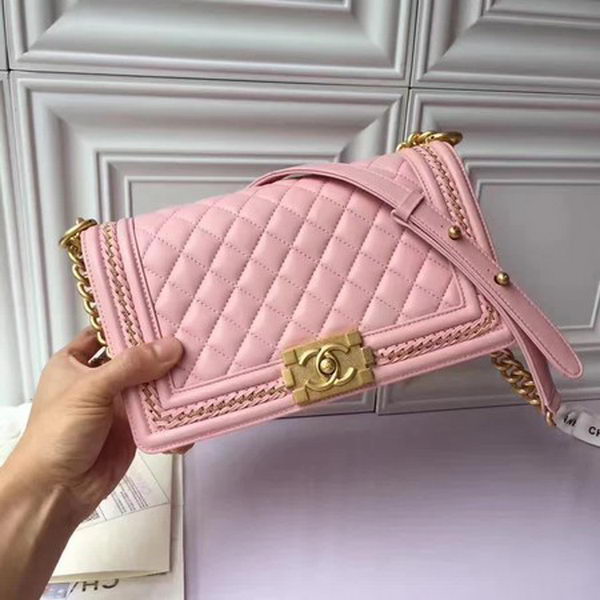 Boy Chanel Flap Shoulder Bag Original Sheepskin Leather A67086 Pink Boy Chanel Flap Shoulder Bag Original Sheepskin Leather A67086 Pink