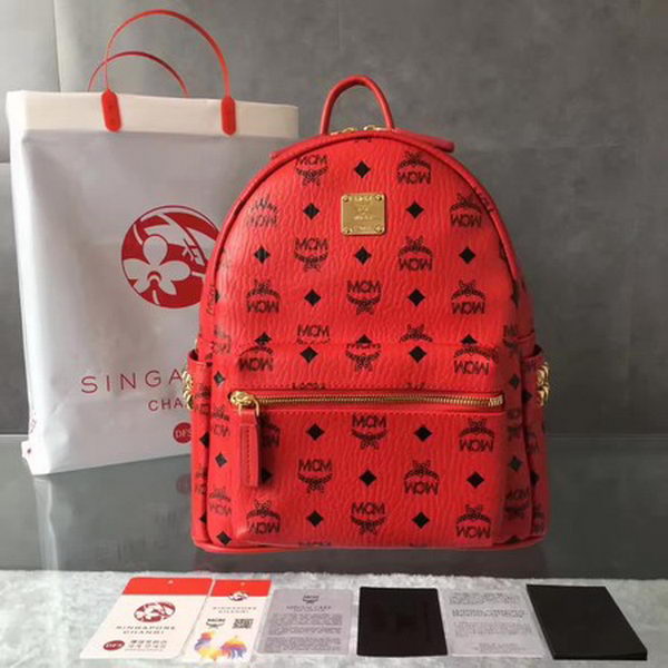 MCM Medium Top Studs Backpack MCM0039 Red MCM Medium Top Studs Backpack MCM0039 Red