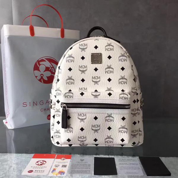 MCM Medium Top Studs Backpack MCM0039 White MCM Medium Top Studs Backpack MCM0039 White