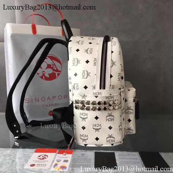 MCM Medium Top Studs Backpack MCM0039 White MCM Medium Top Studs Backpack MCM0039 White