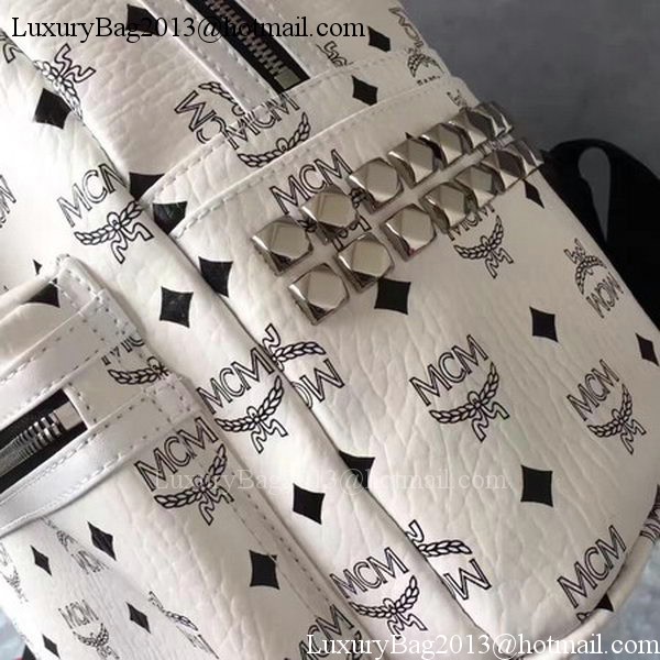 MCM Medium Top Studs Backpack MCM0039 White MCM Medium Top Studs Backpack MCM0039 White