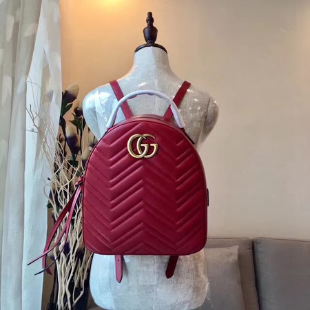 Gucci GG Marmont Quilted Leather Backpack 476671 Red Gucci GG Marmont Quilted Leather Backpack 476671 Red