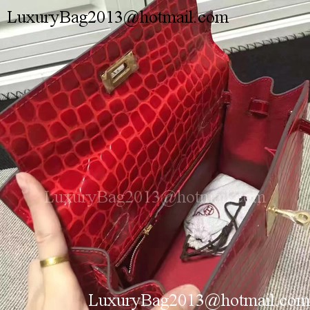 Hermes Kelly 28cm Shoulder Bag Croco Leather K28 Red Hermes Kelly 28cm Shoulder Bag Croco Leather K28 Red